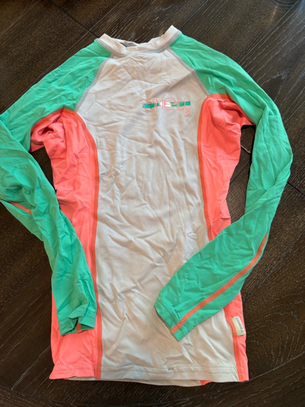 O'Neill Women's Long Sleeve Swim Rash Guard - Mint Green & Coral